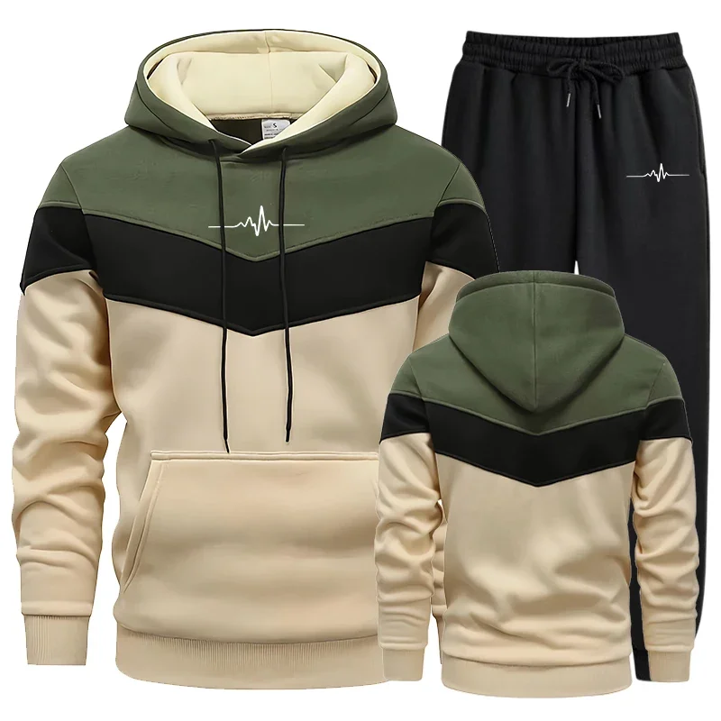 Мужской спортивный костюм высокого качества, спортивный костюм с принтом, толстовка + брюки, комплекты из 2 предметов, повседневный костюм-толстовка, мужская одежда для бега