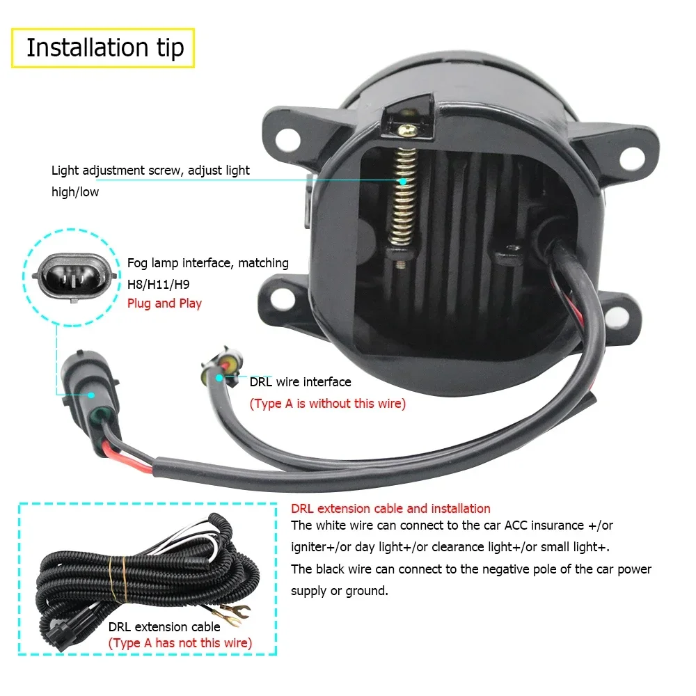 40W Led Fog Lights Angel Eyes DRL For Fiat Mobi Way On Like 2016-2021 2022 2023 2024 2025 2026 White Yellow Fog Driving Lamp detail image 6
