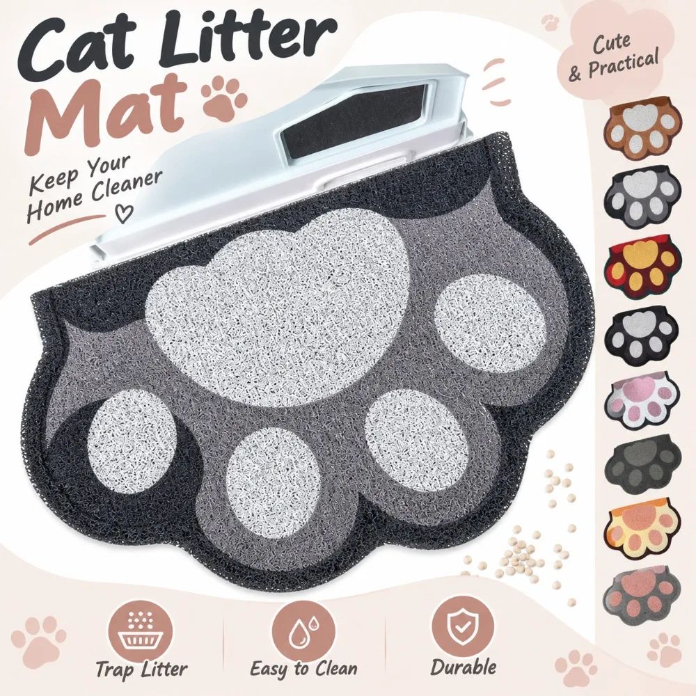 Cat Paw Shaped Cat Litter Mat Odor Control Non-Slip Litter Trapping Mat Waterproof Anti-fouling Pet Door Mat For Kitty Paws