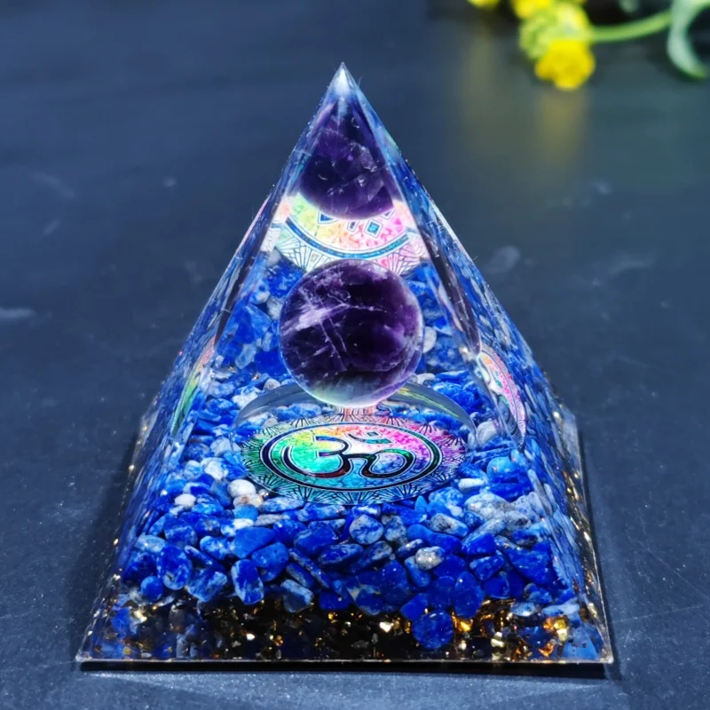 

Ogen Energy Crystal Ball Gravel Pyramid Home Crafts Resin Decorations Desktop Decoration Dream Come True