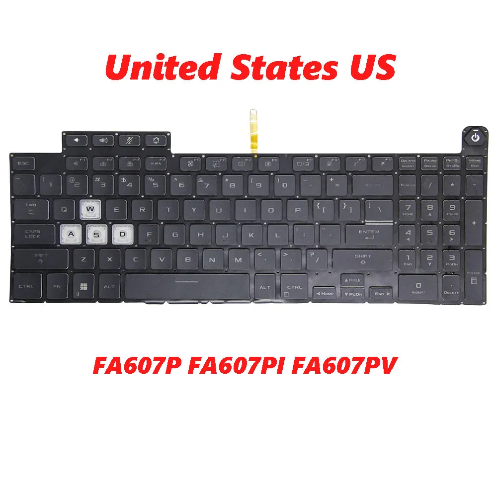 

Laptop Keyboard For ASUS TUF Gaming A16 FA607P FA607PI FA607PV Black Without Frame With Colorful Backlight United States US