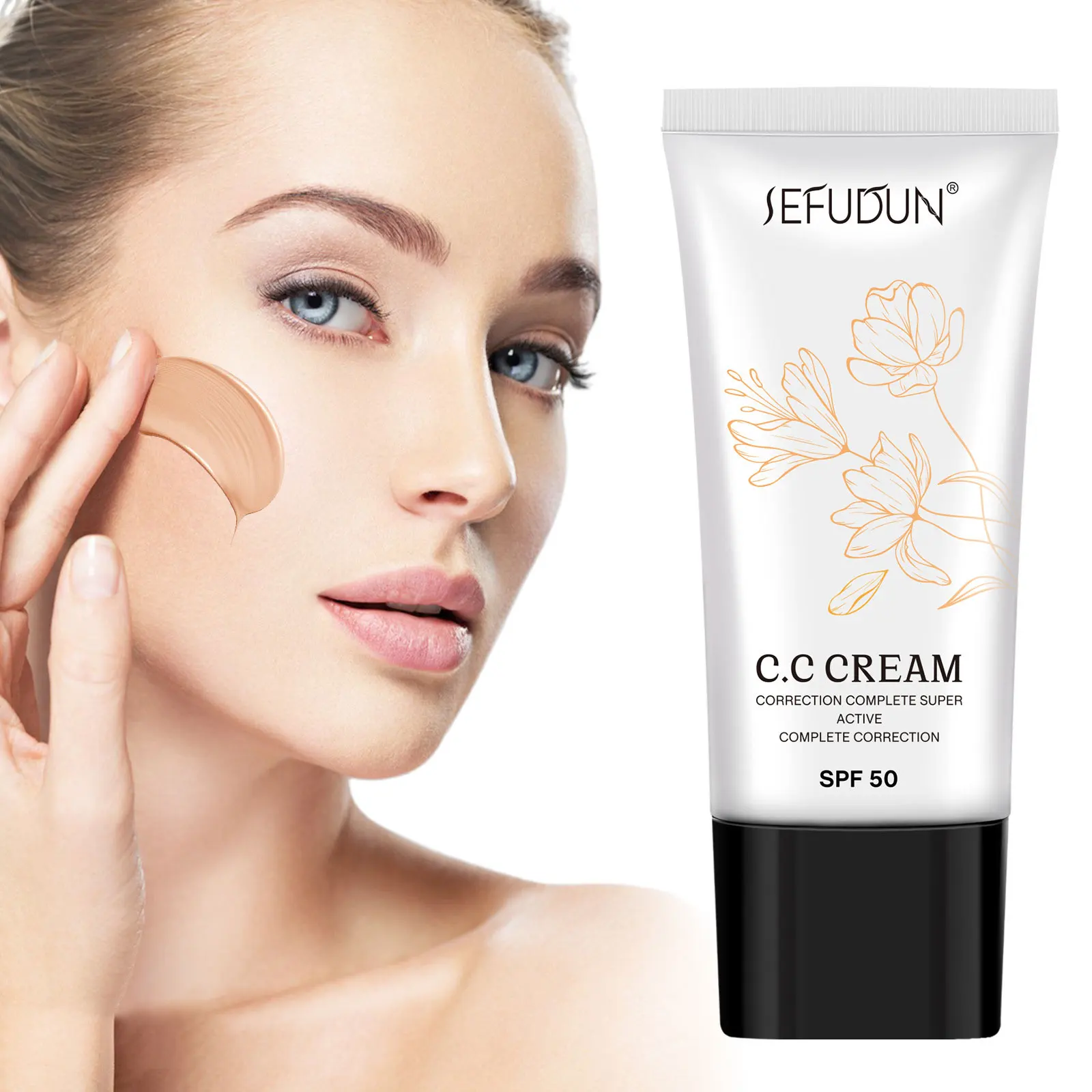 Skin Tone Adjusting CC Cream SPF 50 Color Correcting Self Adjusting For Women Makeup Primer Long Lasting Sunscreen Foundation