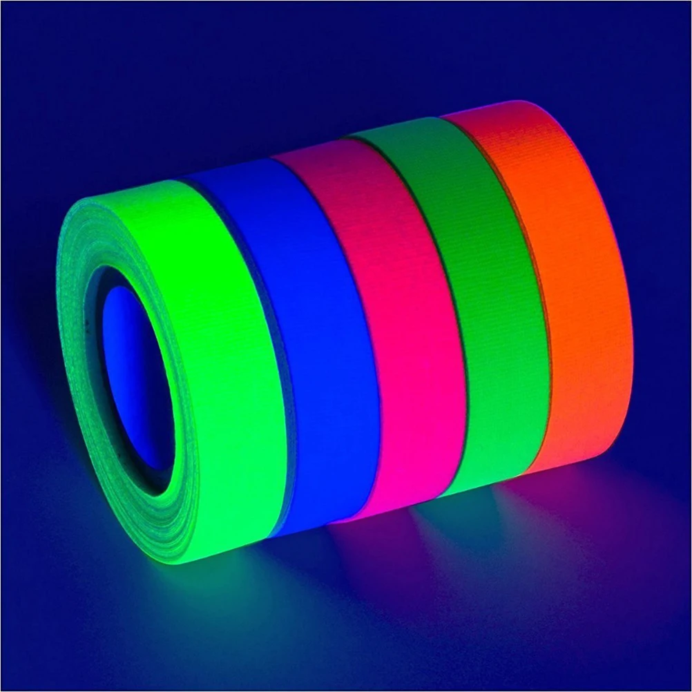 

6 Rolls Fluorescent UV Tape Reflective Glow for Stage Neon Blacklight in The Dark