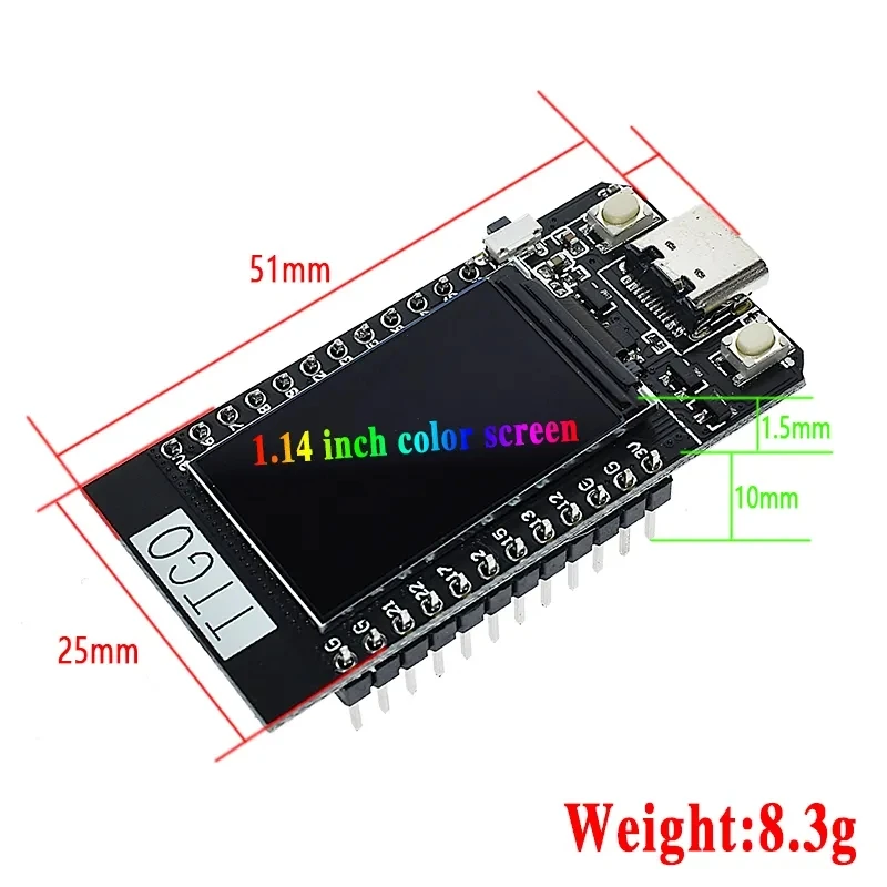 TTGO T-Display ESP32 WiFi E Bluetooth Module Development Board Para Ar duino 1.14 Polegada LCD 4MB