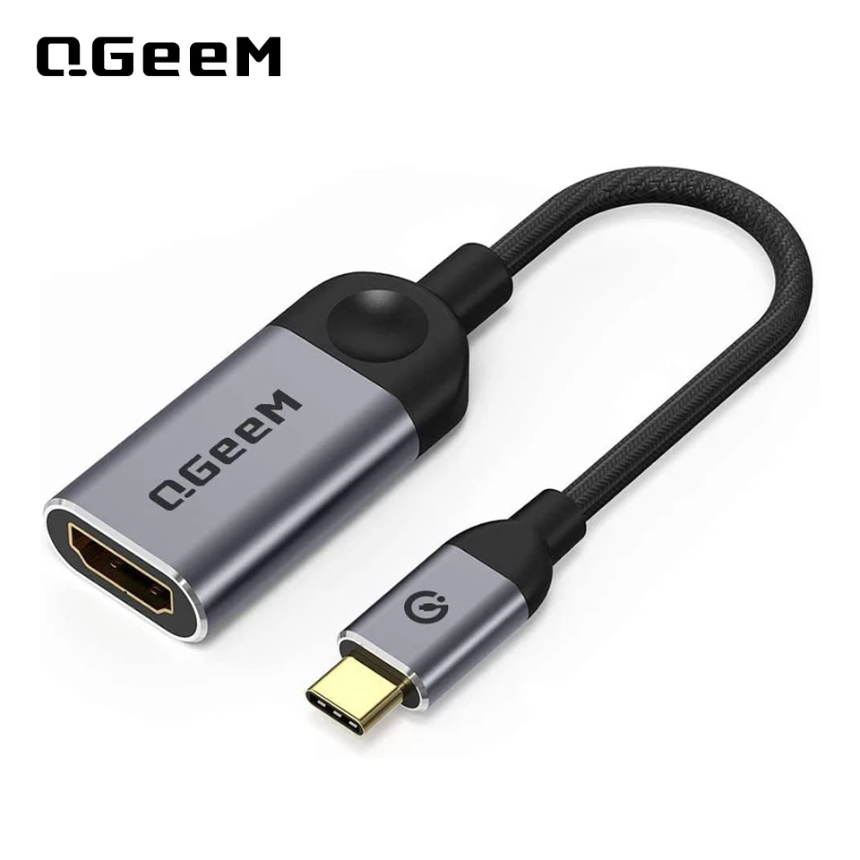 QGeeM USB C to HDMI Adapter 4K Cable, USB Type-C to HDMI Adapter [Thunderbolt 3/4] HDMI Adapter for Laptop MacBook Pro/Air