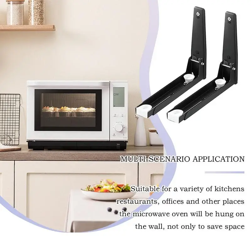 

Microwave Bracket Wall Foldable Oven Rack 304 Stainless Steel 8 X 8.5 Inches Retractable Microwave Mounting Kit Kitchen Storage