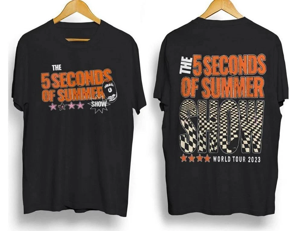 Camiseta de algodón oversize Y2K de 5 Seconds of Summer, merchandising vintage de la gira The Show 2026, nueva colección de verano para hombre y mujer