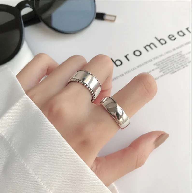

925 Sterling Silver Wide Rings for Women Girl Trendy Elegant Vintage Party Jewelry Birthday Gift Dropship Wholesale