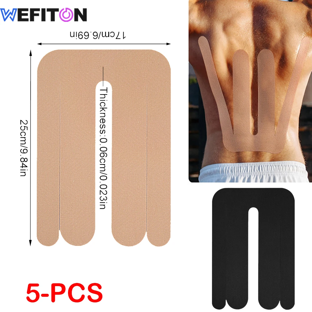 5 Stück Vorgeschnittenes Kinesiologie-Tape - Wasserfest für Rücken- und Knieschmerzen, Latexfrei, Muskel- und Gelenkunterstützung für Sport