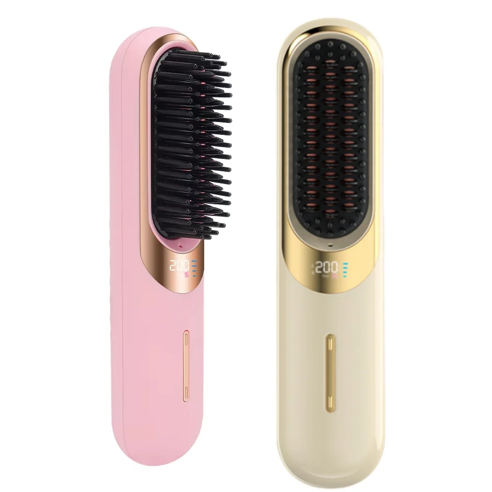 Multifunctional Cordless Hair Straightener Brush and Beard Brush With Negative Ion Technology Hot Comb for Home and Travel Use