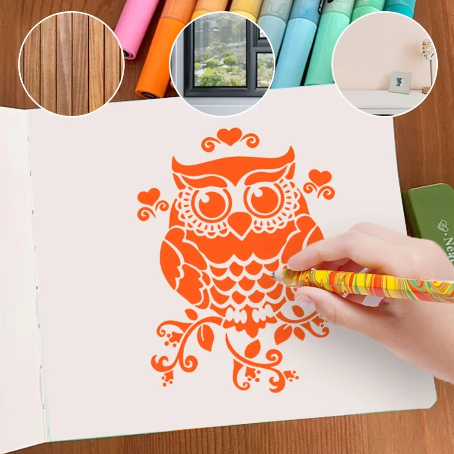 1 قطعة-استنسل البومة الرائع |   لوحة يدوية/جدار/قماش/أثاث يدوية الصنع |   قابلة لإعادة الاستخدام والإبداعية