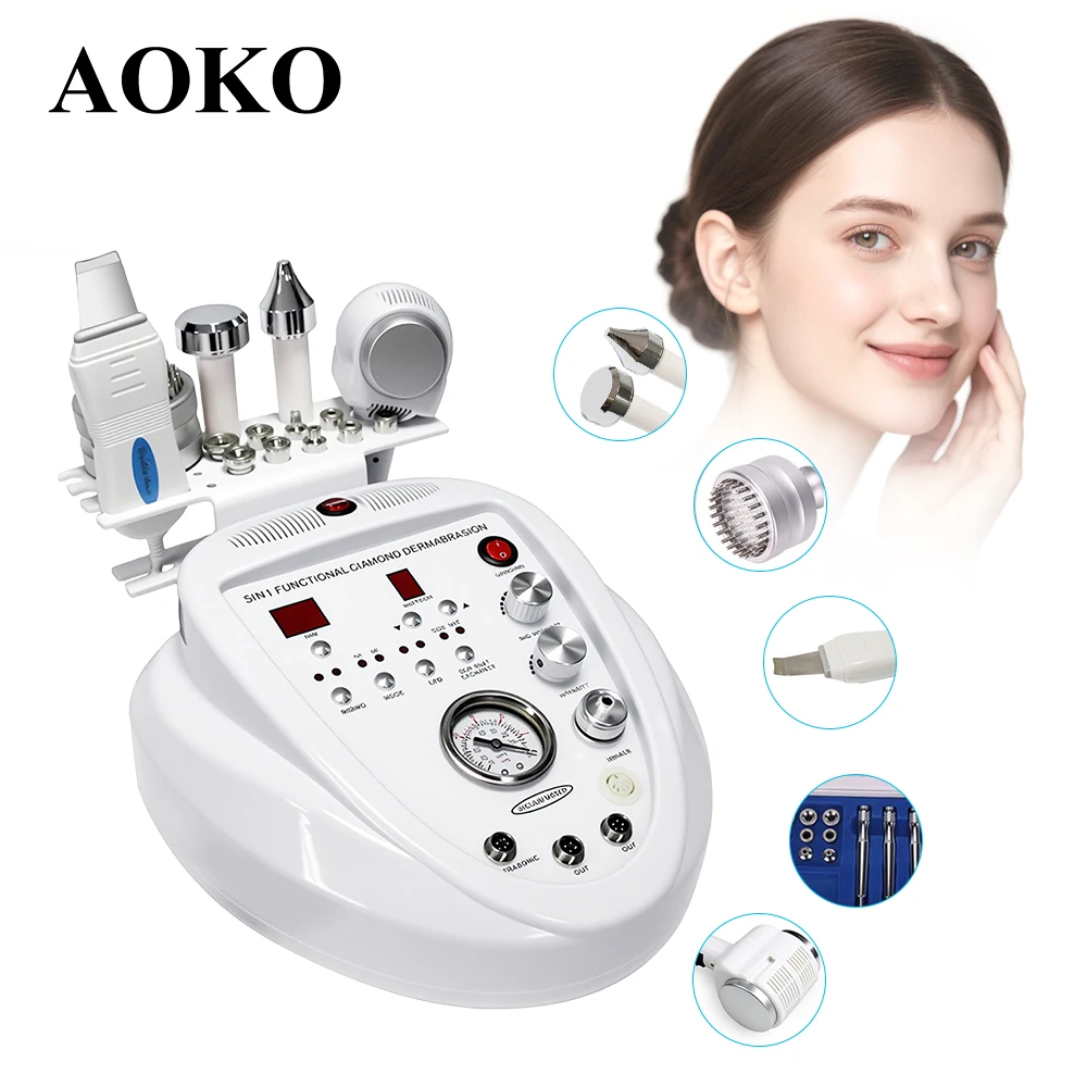 

AOKO 5In1 Diamond Peeling Dermabrasion Skin Scrubber Microcurrent Face Lifting Machine Water Spray Exfoliation Blackhead Remover