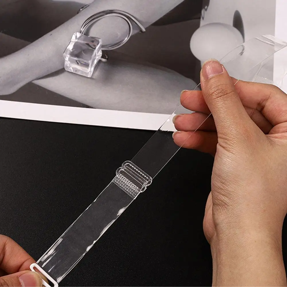 Tali Bra bening tidak terlihat, BH pengganti transparan lembut tali bahu kait logam transparan dapat dilepas