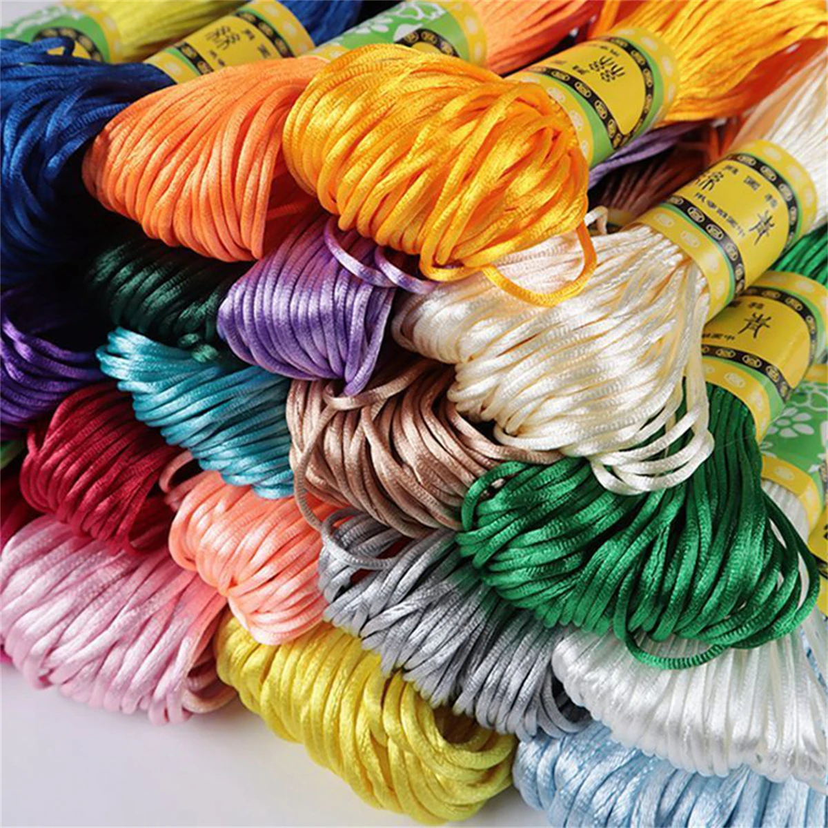 20M 1.5mm Chinese Knot Line Cord Rattail Satin Braided String Nylon Thread Macrame Line Rope For DIY Jewelry Making Bracelet