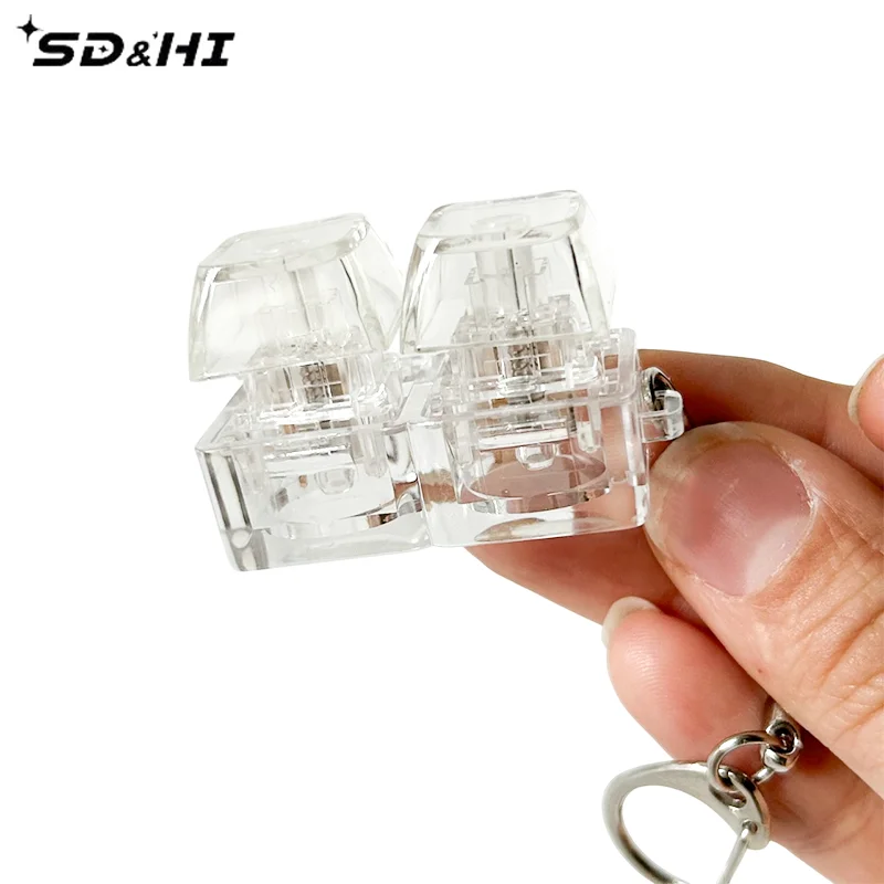 โปร่งใส 1/4 คีย์คีย์บอร์ดเครื่องทดสอบ LED คีย์บอร์ดของเล่นความเครียดบรรเทา DIY ปุ่ม Keycap พวงกุญแจของเล่น