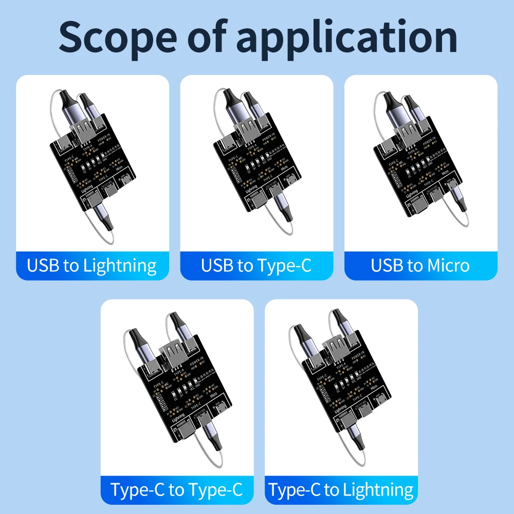 DT3 Data Cable Detection Board USB Cable Tester Short Circuit On-Off Switching Test Board Tool for iOS Android Type-C Test Board