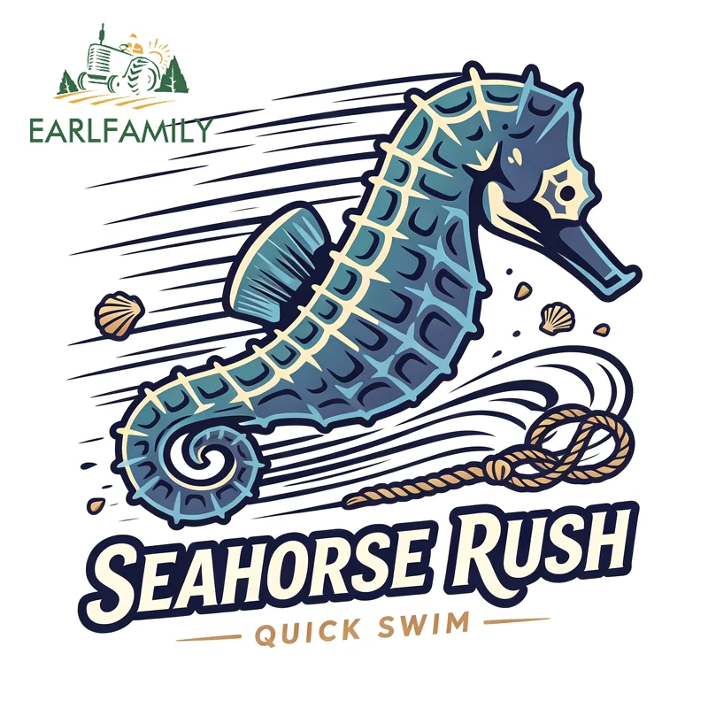EARLFAMILY Seahorse Rush Car Sticker Motion Speed Lines Scratch Vinyl Proof Decal Waterproof Car Window Rearview Mirror Door