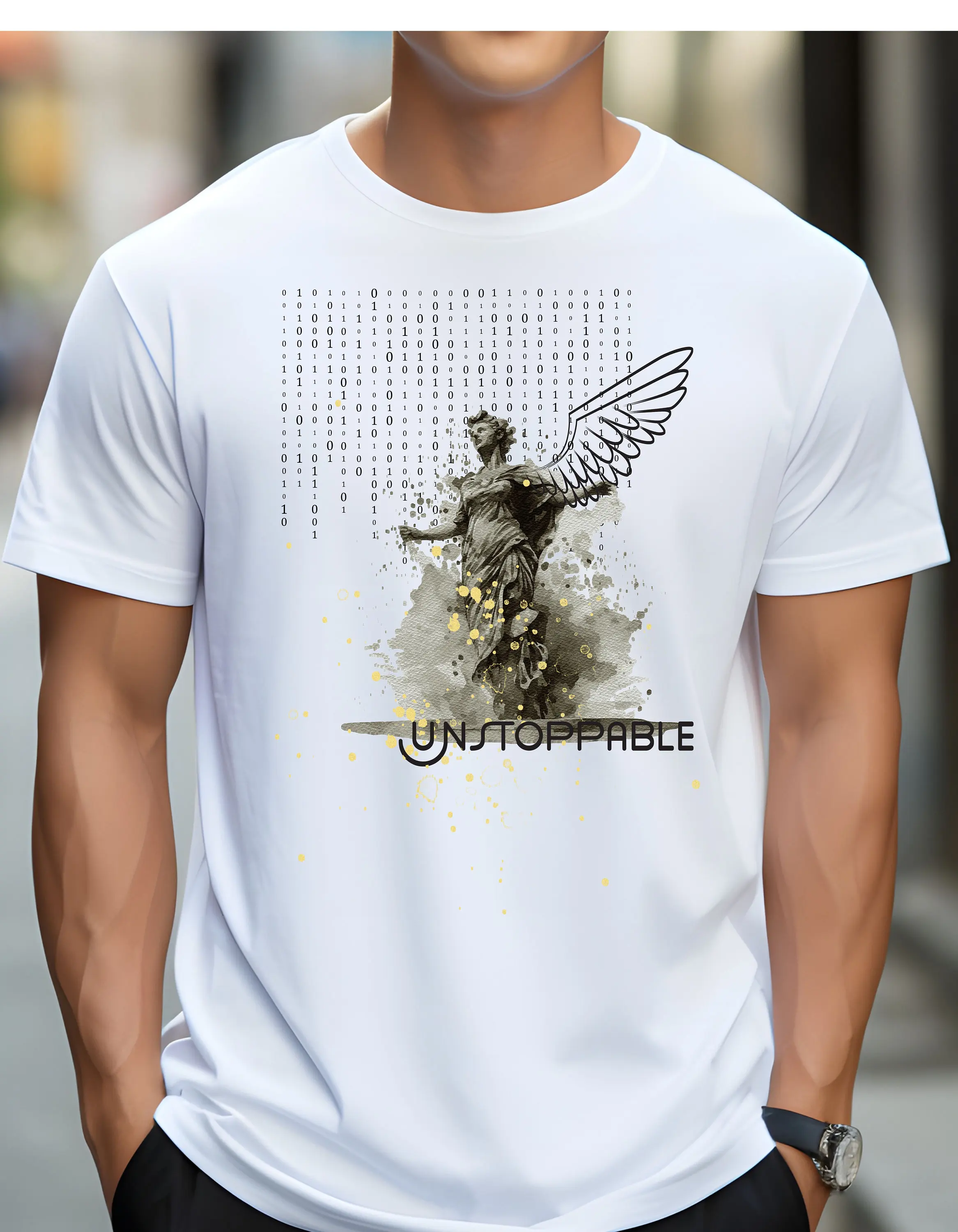 Unstoppable Man Softstyle T Shirt Color 2 Side Wings Statue Angel Vintage Oldschool