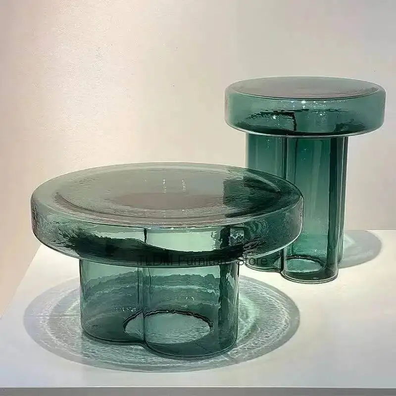 Nordic Style Light Luxury Handmade Glass Coffee Table Creative Petal-shaped Living Room Coffee Tables Set Modern Furniture