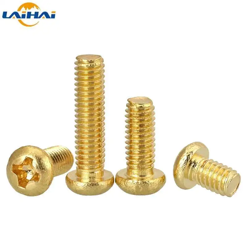 10PCS UNC US 6#32 Brass Pan Head Cross Round head Cross screw Brass round head Cross Precision Machine Screw Machine screw