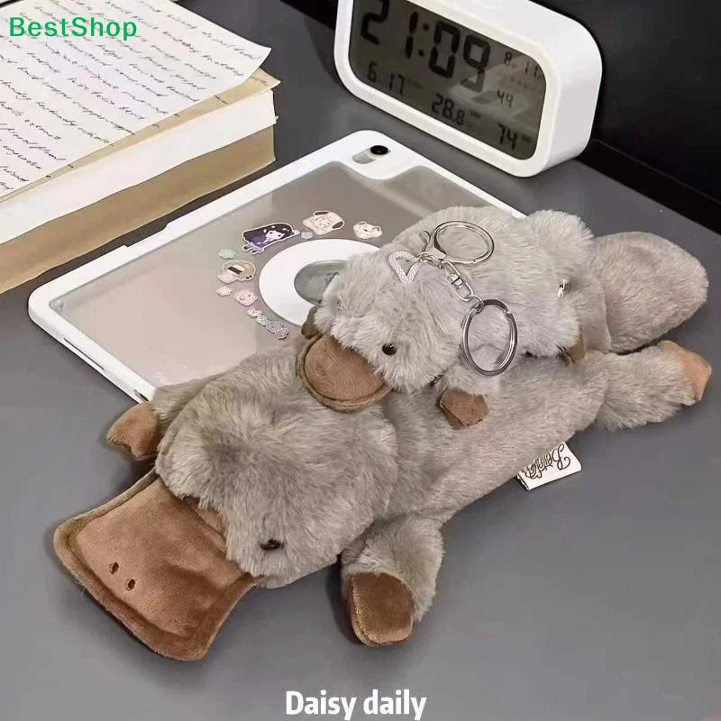 〔R〕Cute Plush Platypus Keychain Kawaii Soft Stuffed Doll Pendant Creative Backpack Handbag Hanging Decor Key Holder Gifts