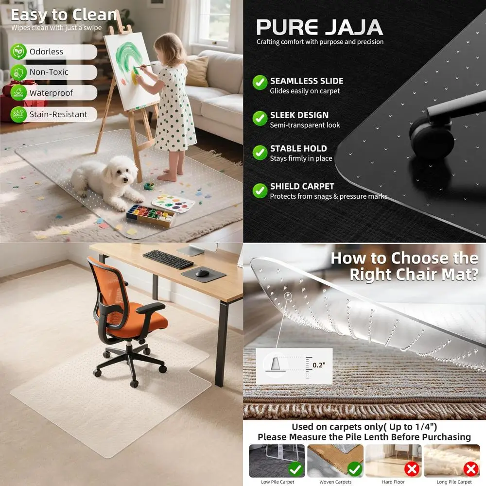 

Защитный коврик для стула из прозрачного ПВХ, 36x48 с губкой, для компьютерного стола и игровых стульев