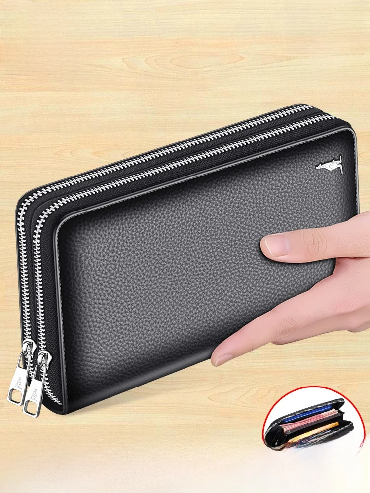 kangaroo-men's-large-capacity-leather-wallet-handheld-clutch-bag-business-style-first-layer-cowhide-handbag-youth-summer-fashion