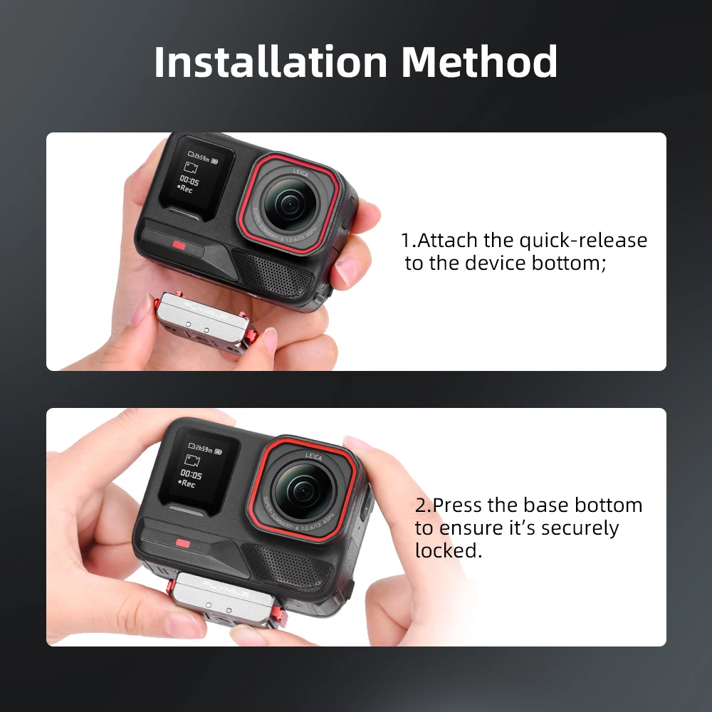 Flymile Magnetische Schnellwechselbasis für Insta360 X6 X5 Ace Pro 2 Zubehör mit 1/4″ Loch Metallhalterungsadapter Klappbare Krallen – Detail 11