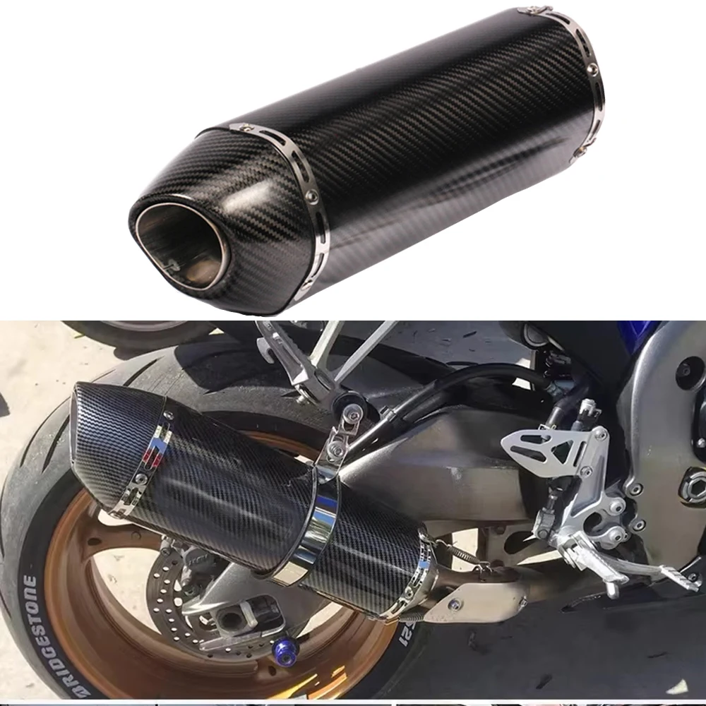 

Slip On Universal 51MM Carbon Fiber Moto Exhaust Muffler Pipe Escape For R1R3R25 GSXR750 Z900/1000 CBR1000 ETC R77 Exhaust