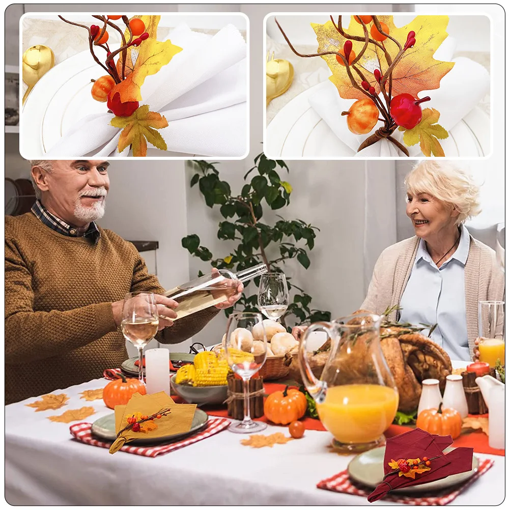 

4Pcs Maple Leaf Napkin Rings Meticulous Workmanship Visual Experience Excellent Material Long Lasting Table Decor