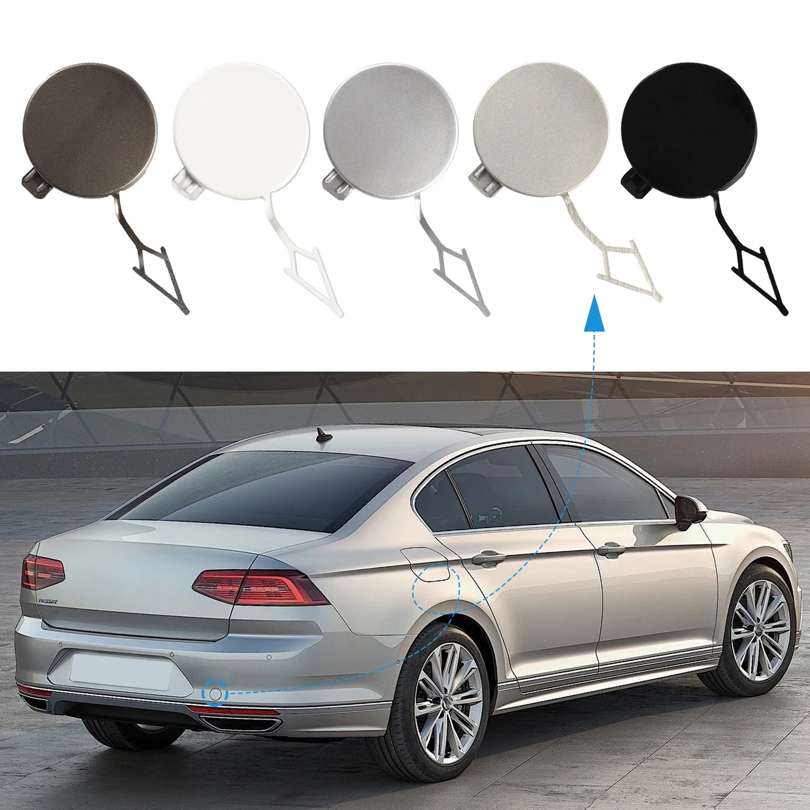 

Rear Bumper Tow Hook Cover Cap Towing Eye For VW Passat B8 Accessories 2015 2016 2017 2018 2019 3G5807441