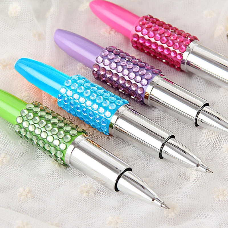 Diamonds Stationery Ballpoint Pen Cute Stationery Simulation Modeling Lipstick Pens Students School Office Write Ballpoint Pen