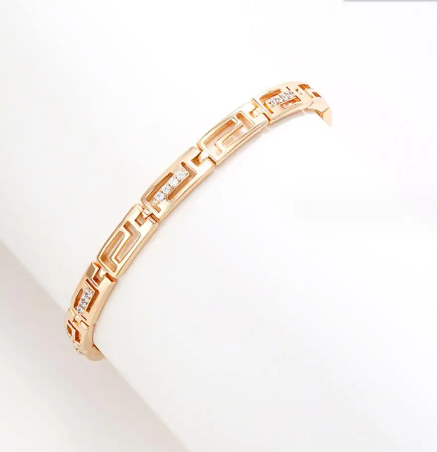 

1PC Gold Plated Bracelets for Women Round Crystal Bangles Bracelet on Hand Chain Luxury Jewelry F1770