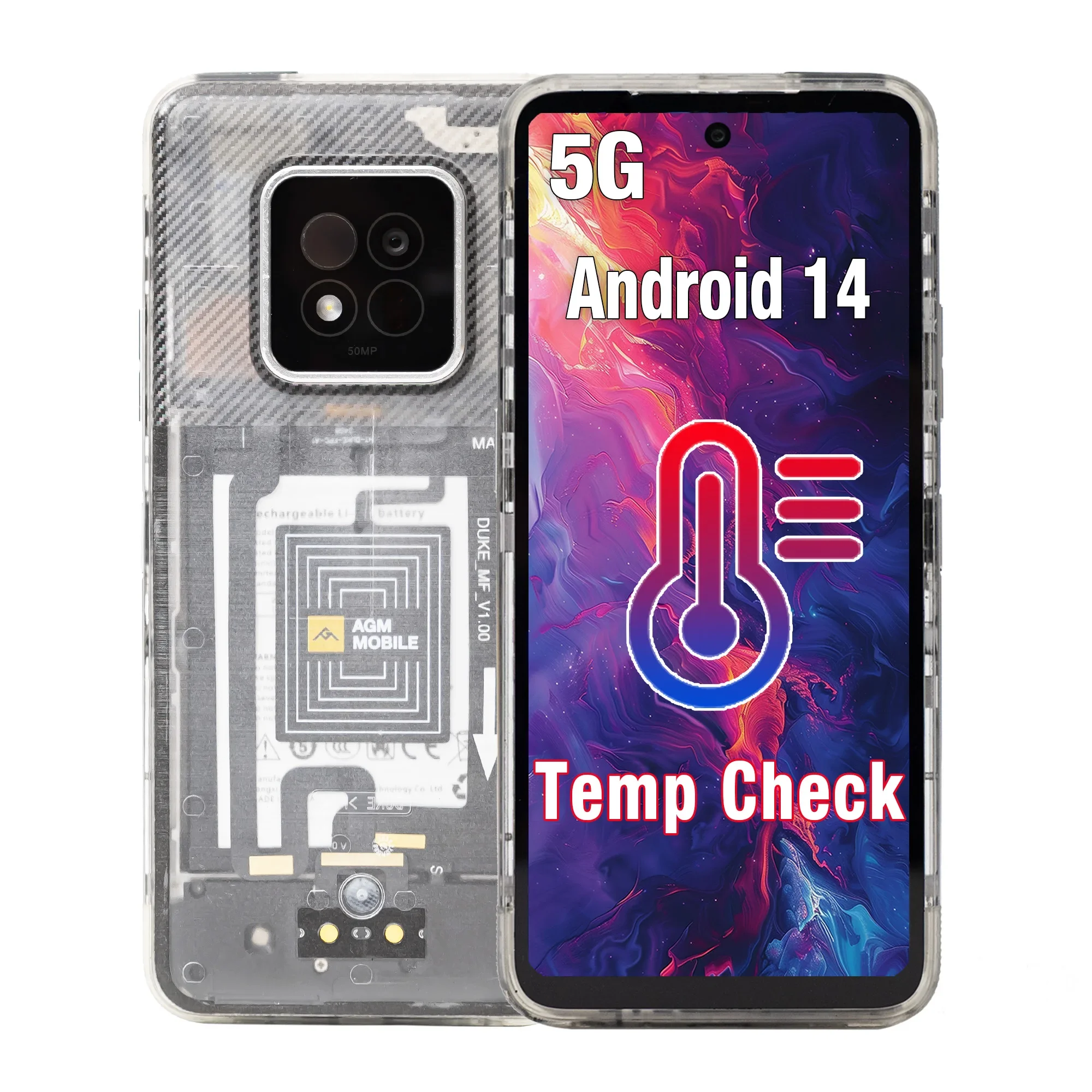 [Factory] AGM X6 Phantom 5g Smartphone Android 14 Temperature Measurement NFC 50MP Camera Mobile Phones 5G Rugged Smart Phone