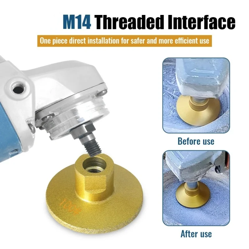 M10 M14 Diamond Brazed Flat Grinding Head Polishing Stone Granite Quartz Glass  Counter top Trimming Angle Grinder Abrasive Pad
