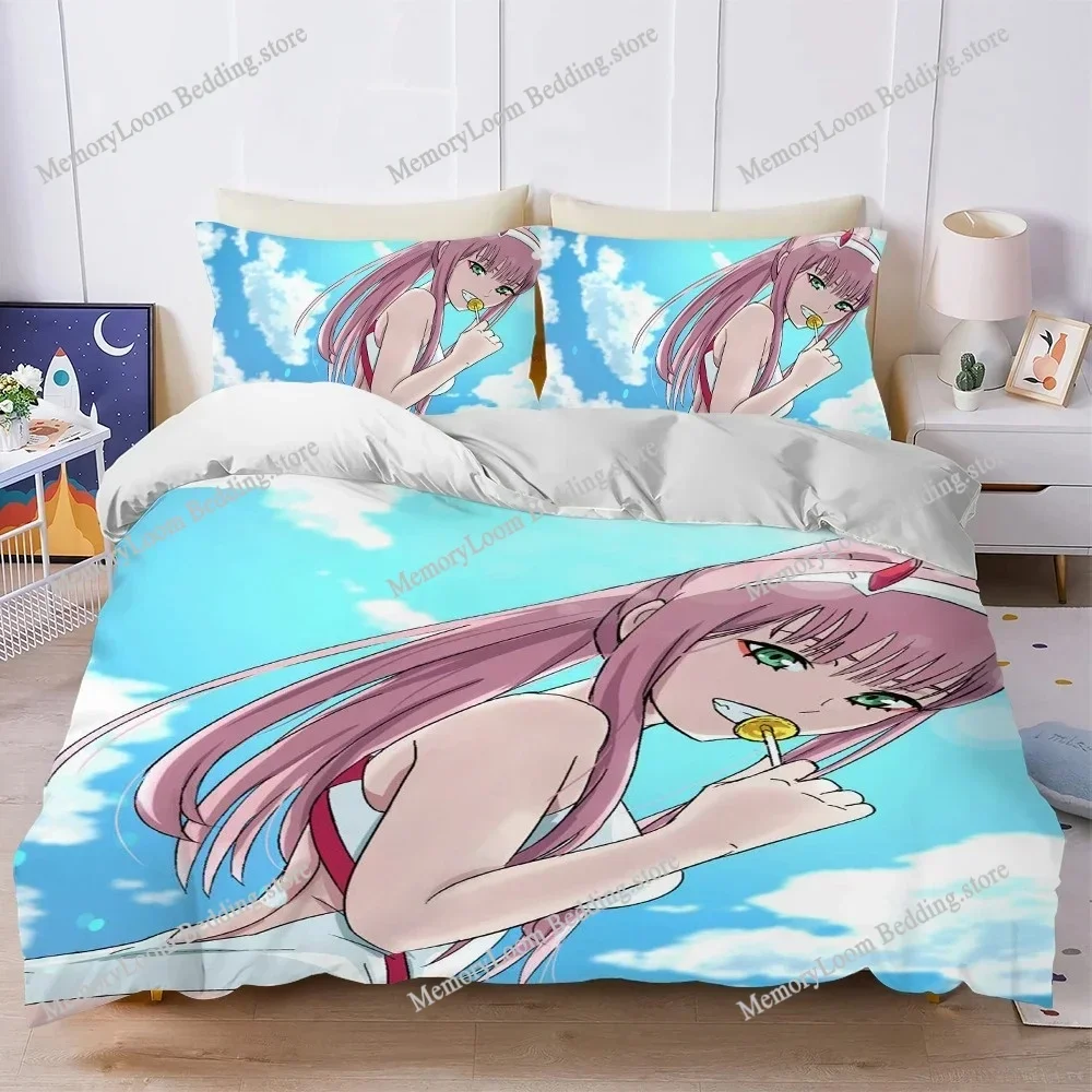

D-Darling in the F-Franxx Zero Two Duvet Cover Set Bedding Soft Laundry Cotton Bed Four Seasons Student Dormitory Home Textile74