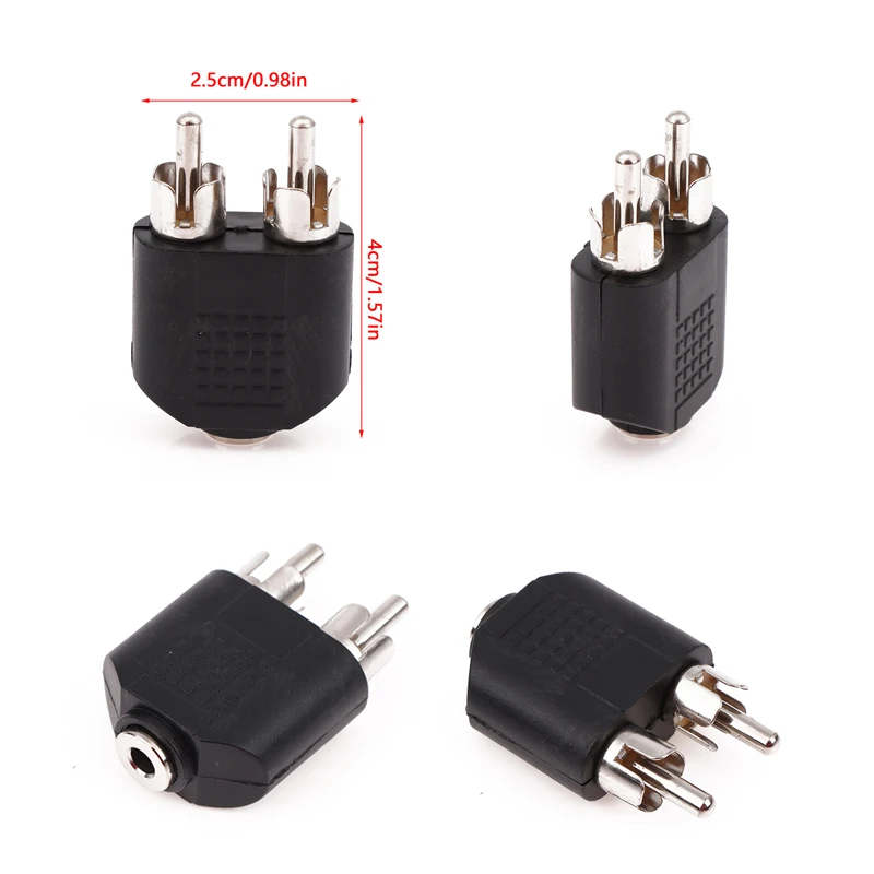 1Pc 3.5mm Audio Stereo Jack Female To 2 RCA Male 3.5mm Male To 2RCA Female 3.5mm Female To 2RCA Female Connector Adapter Plug