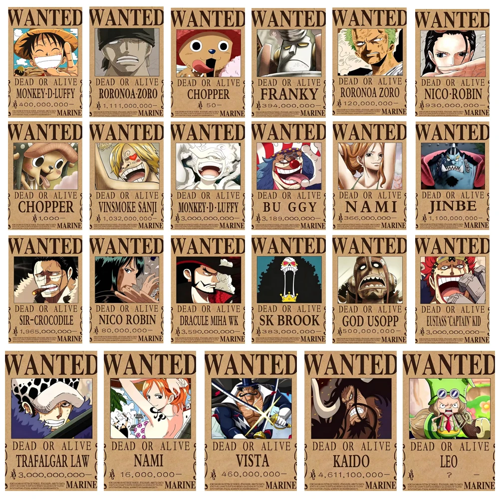 One Piece Leinwand-Poster Kopfgeld-Bestellung Luffy Wandbild Ace Figuren Nami Wohnzimmer-Dekoration Gemälde Anime Zoro Wandkunst Sanji