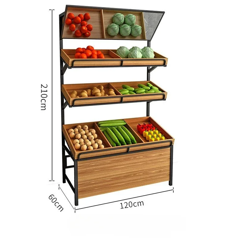 

Fruit Racks Against The Wall with Big Capacity Vegetable Fruit Shelf Rack Supermarket Display Shelves