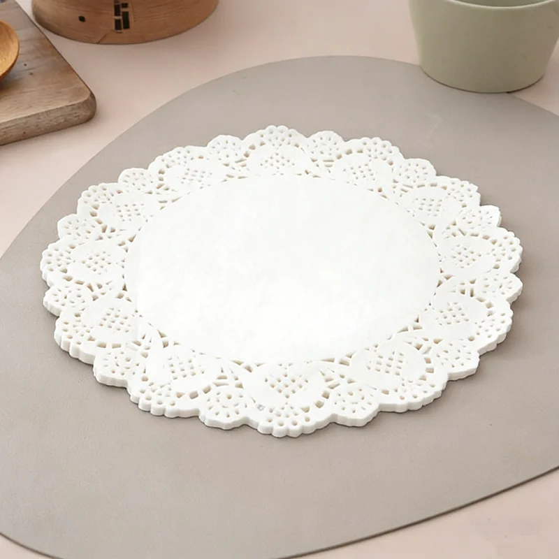 3.5/4.5/5.5-8.5/9.5*10.5 Inches Round Lace Paper Doilies Oil Absorbent Placemats For Large Cakes Pizza Baking Dessert Display