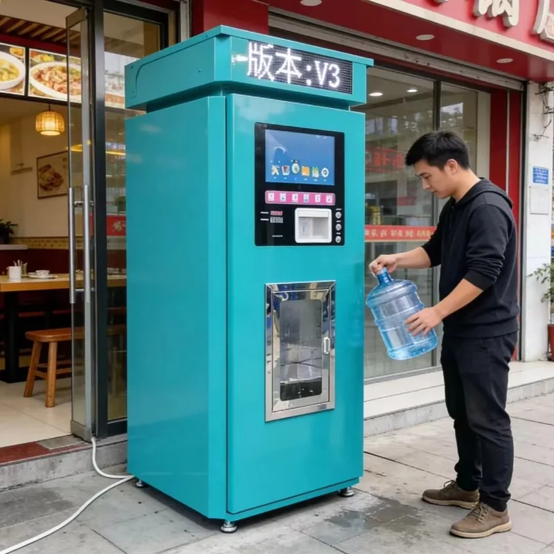 Custom Pure Water Vending Machine Business Sale Automatic Ice Water Purified Coin Operated Drinking Water Vending Machine