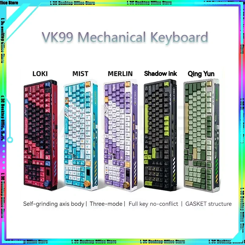 

VALKYRIE VK99 Tri-mode Mechanical Keyboard Wireless Bluetooth Hot Swap Gasket RGB TFT Color Screen 8000mAh PBT Keycaps Custom PC