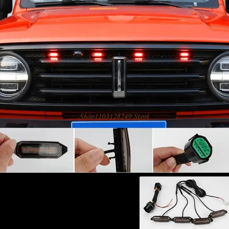 

N5KD Car LED Emergencys StrobesLight Grille Flashing Warning Beacon Hazard Caution Light Yellow Lamp for Tank300 Vehicles SUV