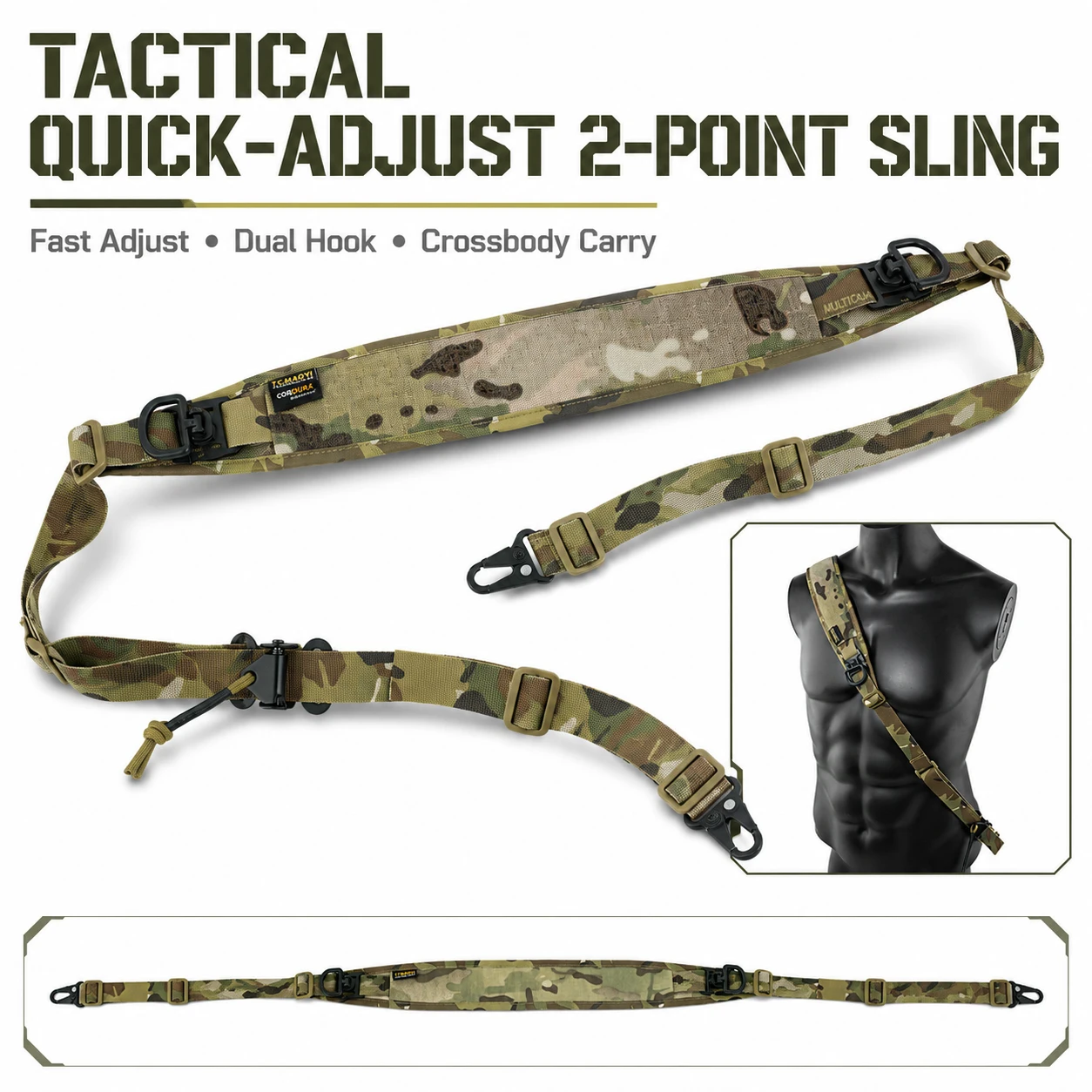 

Tactical 2 Point Rifle Sling Quick Adjust Shoulder Strap Modular Hunting Gun Sling Strap for Airsoft Shooting Gear