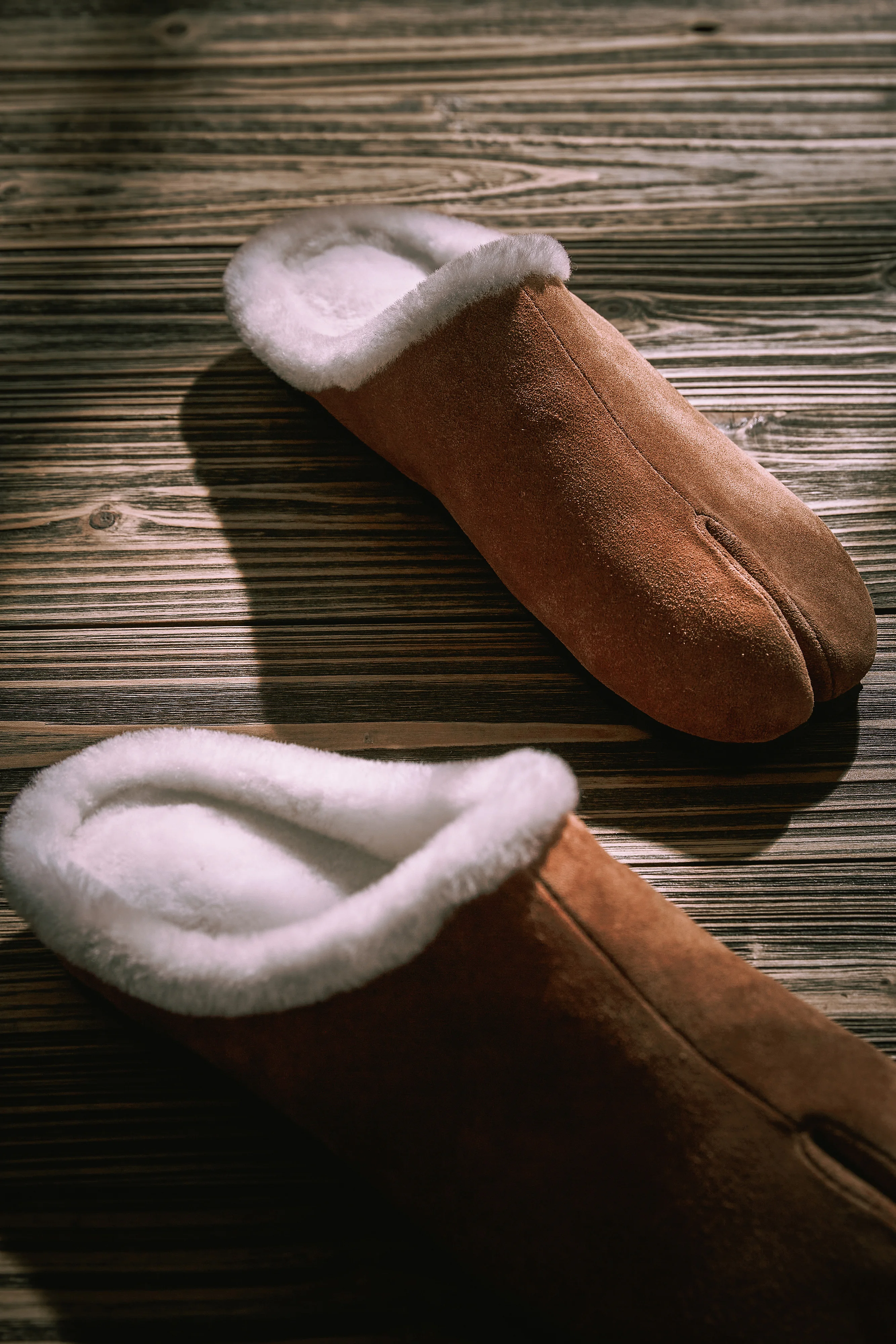 

100% Real Leather & Sheepskin lining Split-Toe Shoes, Warm Winter Flats, Premium Outdoor Comfort