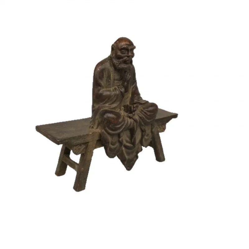 Alloy Zen Buddha Statue Ornament - Old Bodhidharma Bronze Statue