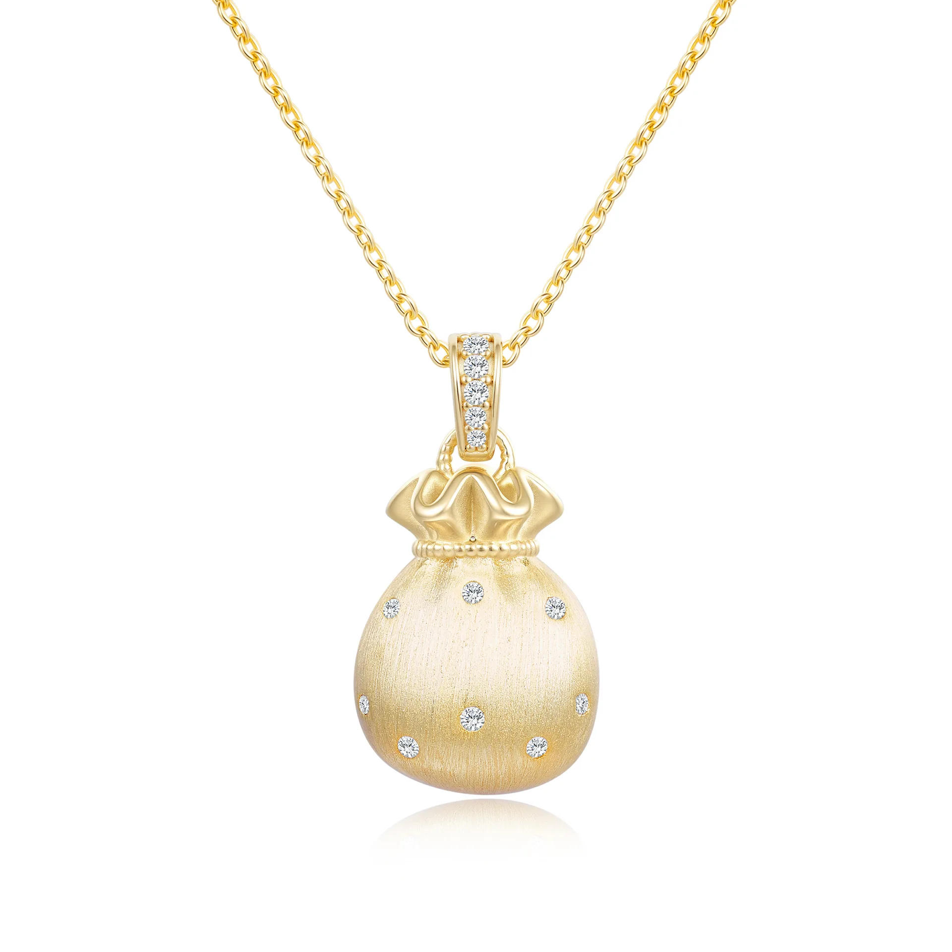 Luxurious 14K Gold Moissanite Pendant Italian Craftsmanship Brushed Luxury Unique for Women Platinum Pt950 Fine Jewelry Gift