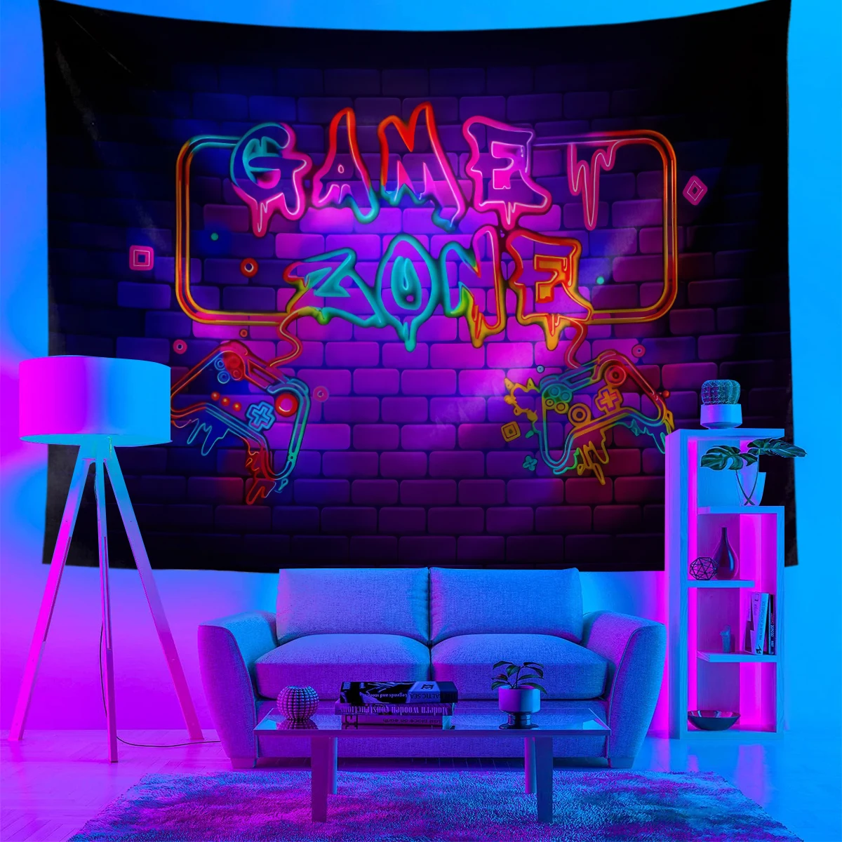 Game Zone Decoration Fluorescent Wall hanging Tapestry Creative wall hanging fabric Backdrop Living Room Bedroom Decoration