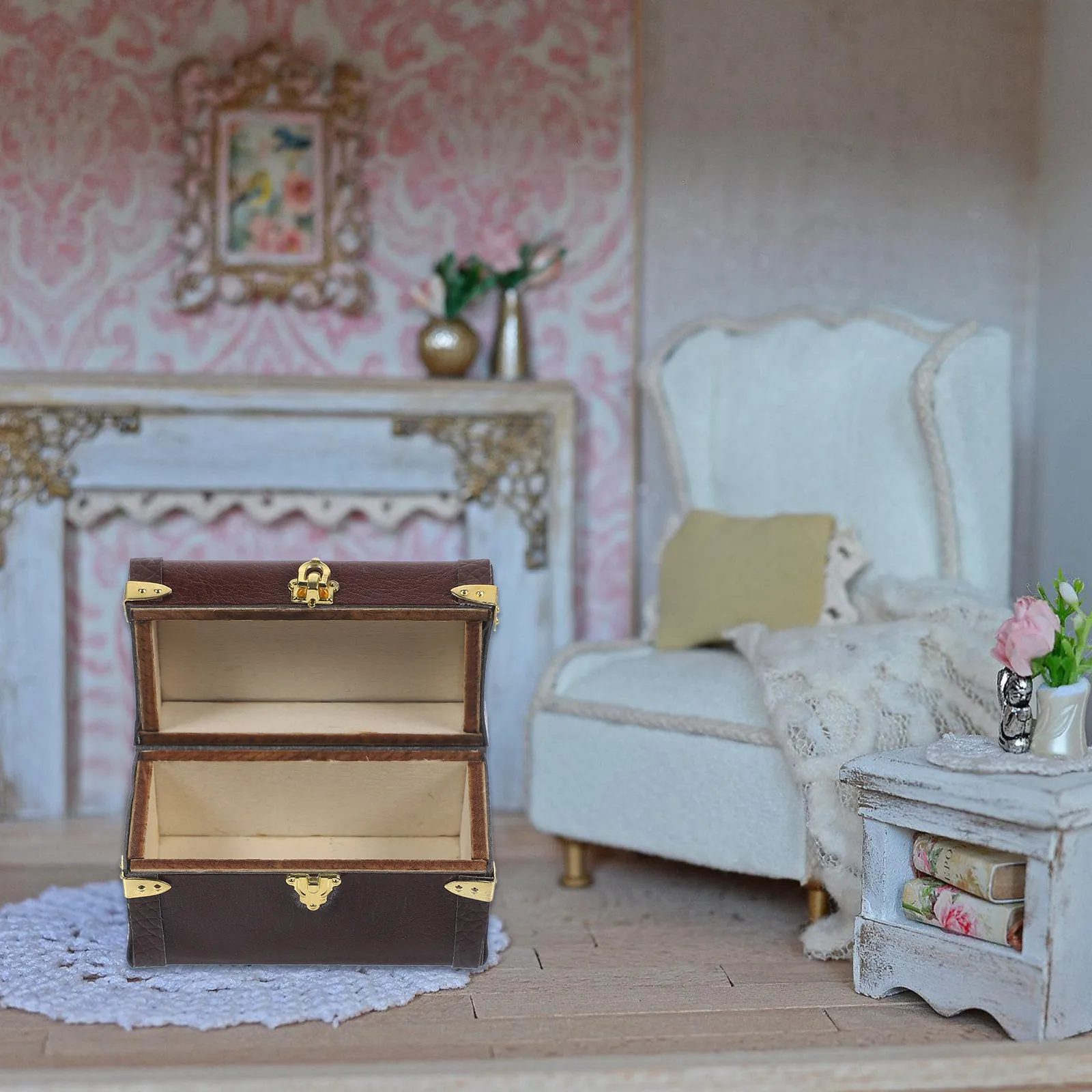 

Миниатюрный деревянный чемоданчик в ретро-стиле, винтажный кейс для хранения, миниатюрный чемодан для декора дома, миниатюрный кейс для хранения