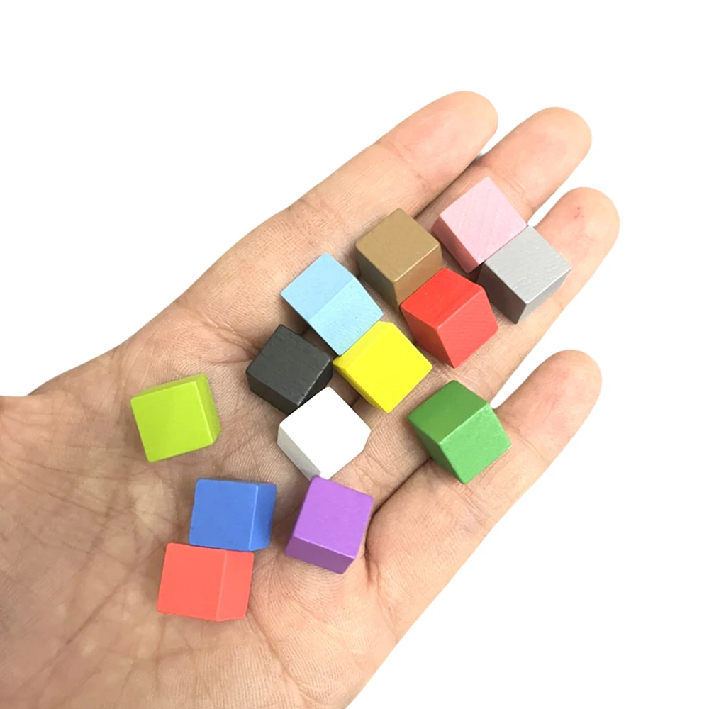 

200 шт./лот, 10 мм, деревянные кубики, разноцветные игральные кости, шахматные фигуры, прямоугольный для жетонов, головоломки, настольные игры, раннее образование